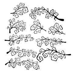 Set of silhouette halloween spooky branches . Vector illustration.