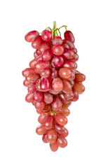 Closeup red seedless grapes isolated on white background