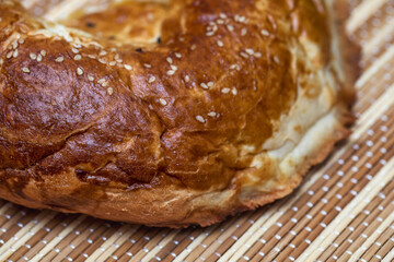 National flatbread with tandoor sesame seeds. Traditional homemade bread.