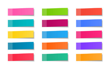 Colored stickers set. Sticky notes. Realistic note papers. Front view. For your message.