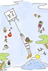 年賀状　一鷹二富士三茄子