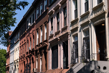 Row of Beautiful Old Brownstone Homes in Prospect Heights Brooklyn of New York City
