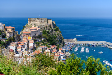 panorami di Scilla e Chianalea, Reggio Calabria, Italia