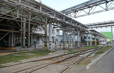 The plant territory: building, constructions, stairs, pipelines