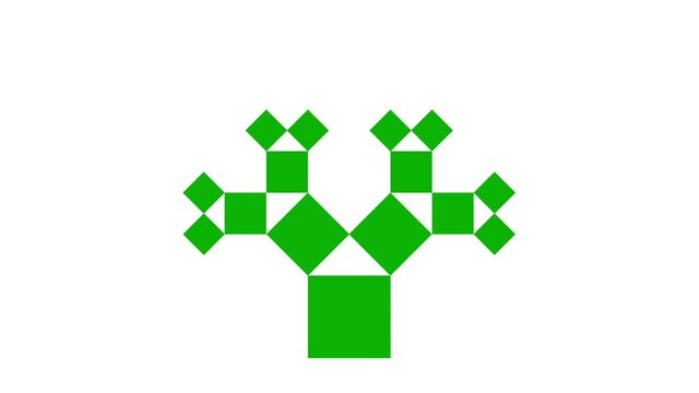 Pythagoras tree animation, pythagorean theorem graphic representation
