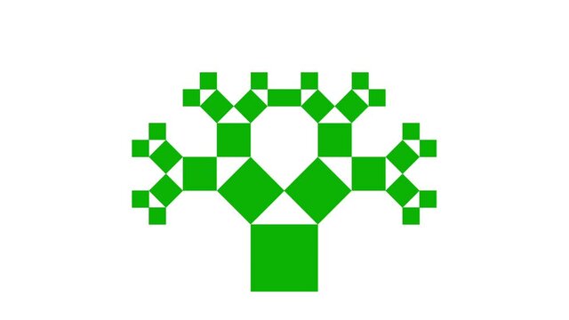 Pythagoras tree animation, pythagorean theorem graphic representation