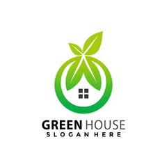 Green House Leaves logo Design vector illustration