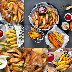 Different types of fast food .