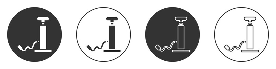 Black Car air pump icon isolated on white background. Circle button. Vector Illustration.