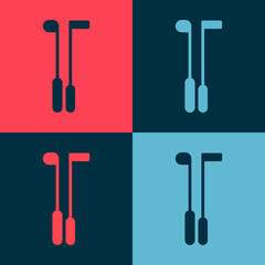 Pop art Golf club icon isolated on color background. Vector Illustration.