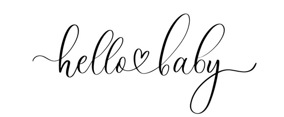 Hello baby - hand drawn calligraphy inscription. © ku4erashka