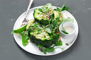 Green broccoli salad with white sauce