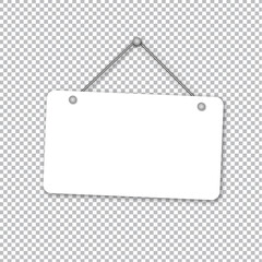 Open, closed sign. White sign with shadow isolated on transparent background.