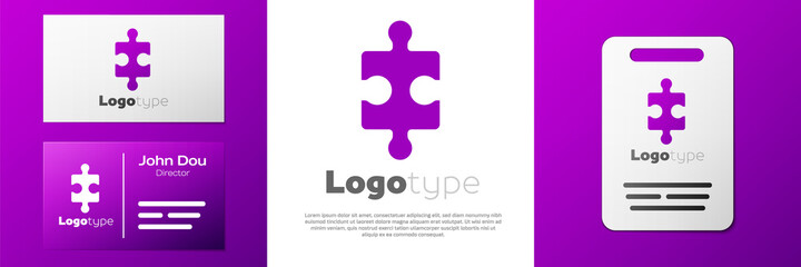 Logotype Piece of puzzle icon isolated on white background. Business, marketing, finance, layout, infographics, internet concept. Logo design template element. Vector Illustration.