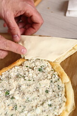 Cover tail of Pastry Case. Making Salmon in Puff Pastry Series.