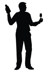 Bartender silhouette vector on white background