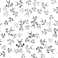 Black Crossed medieval axes icon isolated seamless pattern on white background. Battle axe, executioner axe. Medieval weapon. Vector.