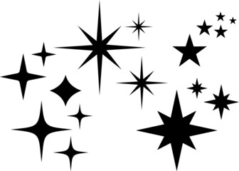 Vector illustration of the bundle of silhouette stars