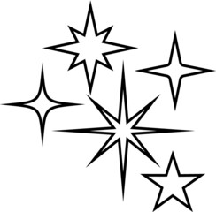 Vector illustration of the bundle of silhouette stars