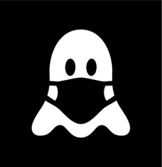 Vector illustration of the ghost with covid mask