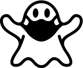Vector illustration of the ghost with covid mask
