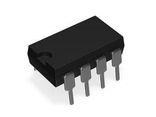 Eight pin electronic chip 3d rendering