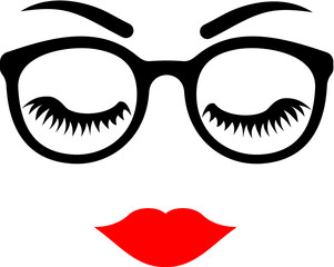 Vector illustration of the woman face with glasses