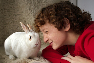 teenage boy with his pet