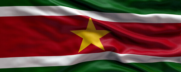 Waving flag of Suriname - Flag of Suriname - 3D flag background