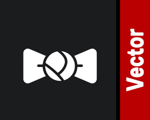 White Bow tie icon isolated on black background. Vector.