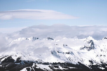 snow covered mountains