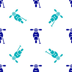 Blue Scooter icon isolated seamless pattern on white background. Vector.
