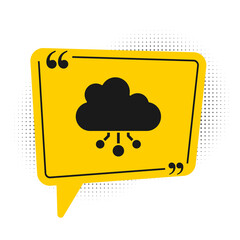 Black Cryptocurrency cloud mining icon isolated on white background. Blockchain technology, bitcoin, digital money market, cryptocoin wallet. Yellow speech bubble symbol. Vector.