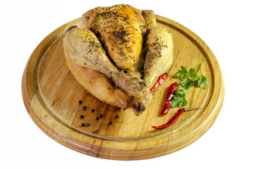 poulet rôti isolé sur un fond blanc