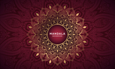 Luxury gold mandala background with floral pattern. Abstract geometric mandala round ornament. Mandala template for invitation, wedding, cover, brochure, flyer, banner, poster.