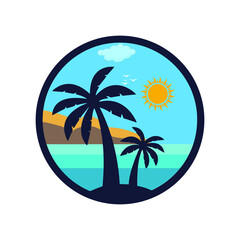 Fototapeta na wymiar Beach logo design holiday palm 