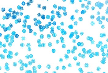 Light BLUE vector pattern with christmas snowflakes.