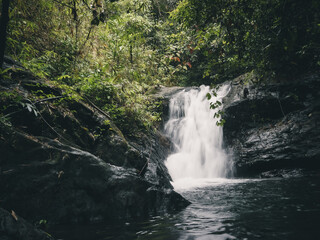 remote waterfall in the jungle of Koh Chang island
