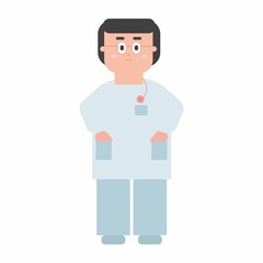 Doctor in medical work clothes. Flat vector illustration