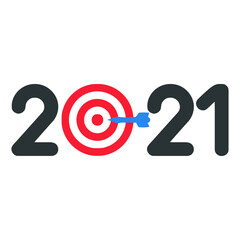 Happy New Year 2021, with Target symbol vector  illustration
