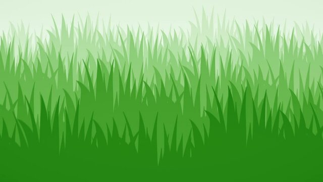 Camera flying on a 2d grass flat stylized animated background loop