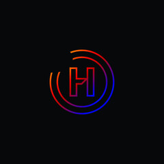 Elegant Design of H Alphabet .Purple And Pink Color Gradient Enclosure Logo Design For Letter H.Uppercase Letter H is Enclosed in Two Circle.Creative and Unique Logo Design For Letter H.