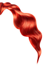 Red shiny hair on white background, isolated