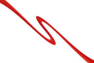 Swirled long red hair strand on white, isolated