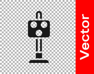 Black Train traffic light icon isolated on transparent background. Traffic lights for the railway to regulate the movement of trains. Vector.