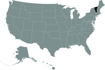Black location map of US federal state of Vermont inside gray map of the United States of America