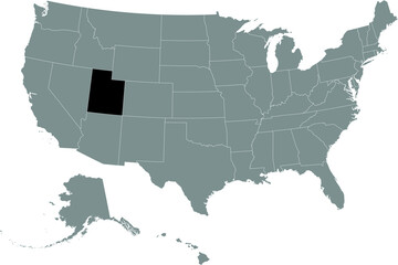 Black location map of US federal state of Utah inside gray map of the United States of America