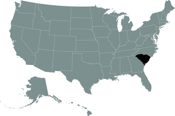 Black location map of US federal state of South Carolina inside gray map of the United States of America