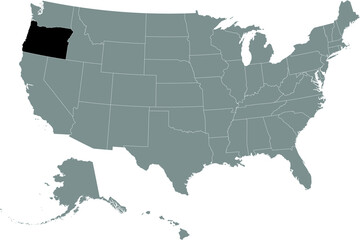 Black location map of US federal state of Oregon inside gray map of the United States of America