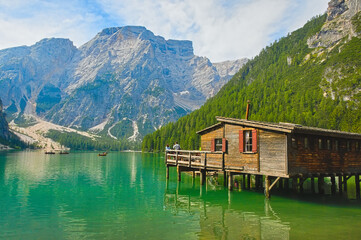 Fototapeta na wymiar Braies Lake in summer, Dolomites, Southtyrol, Italy